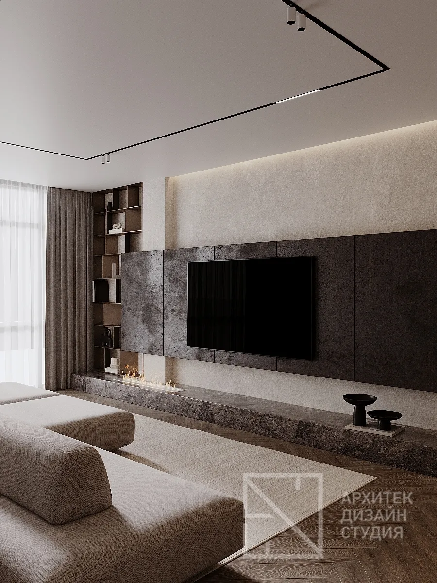 Дизайн интерьера квартиры в г. Абакан по ул. Авиаторов 1В/2 - Гостиная-кухня - Фото 9